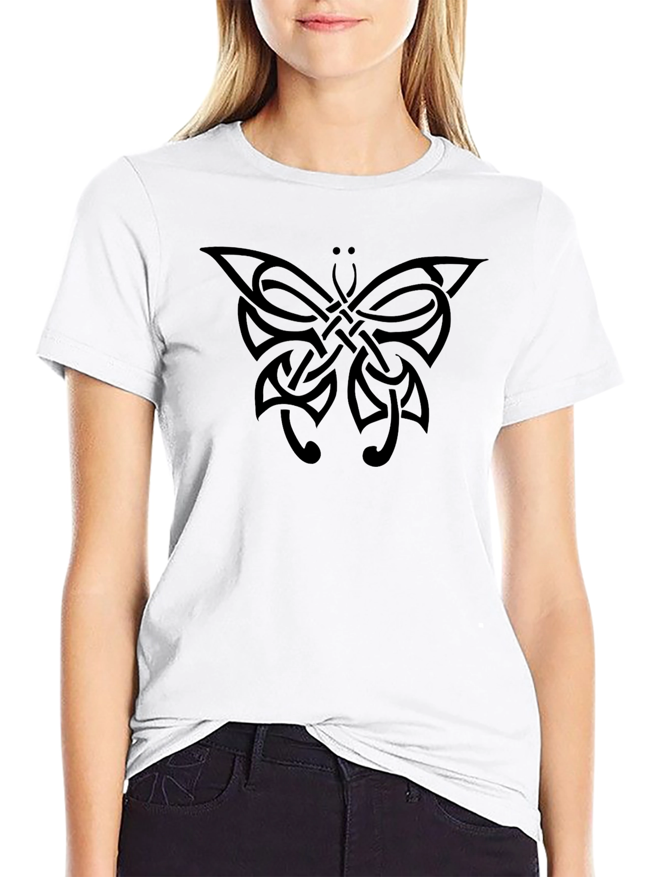 Celtic Butterfly Graphic Tee - Black Cotton T-Shirt