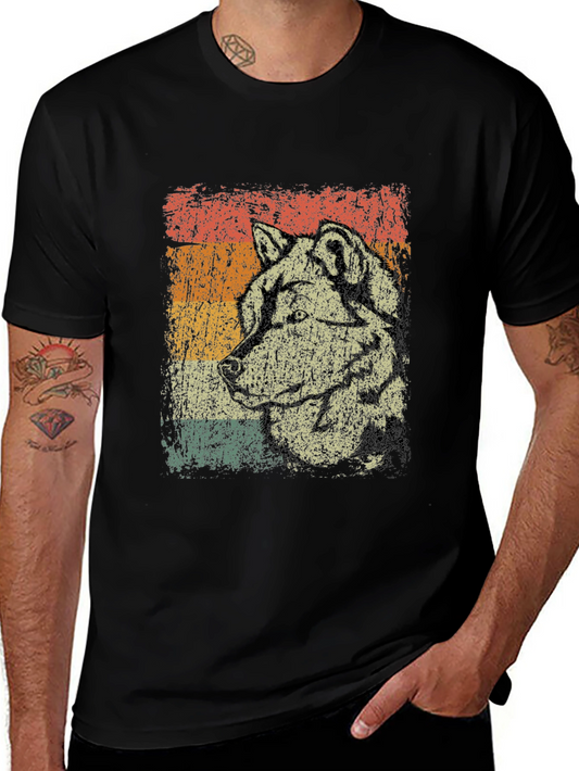 Vintage Wolf Graphic Tee - Retro Animal Design