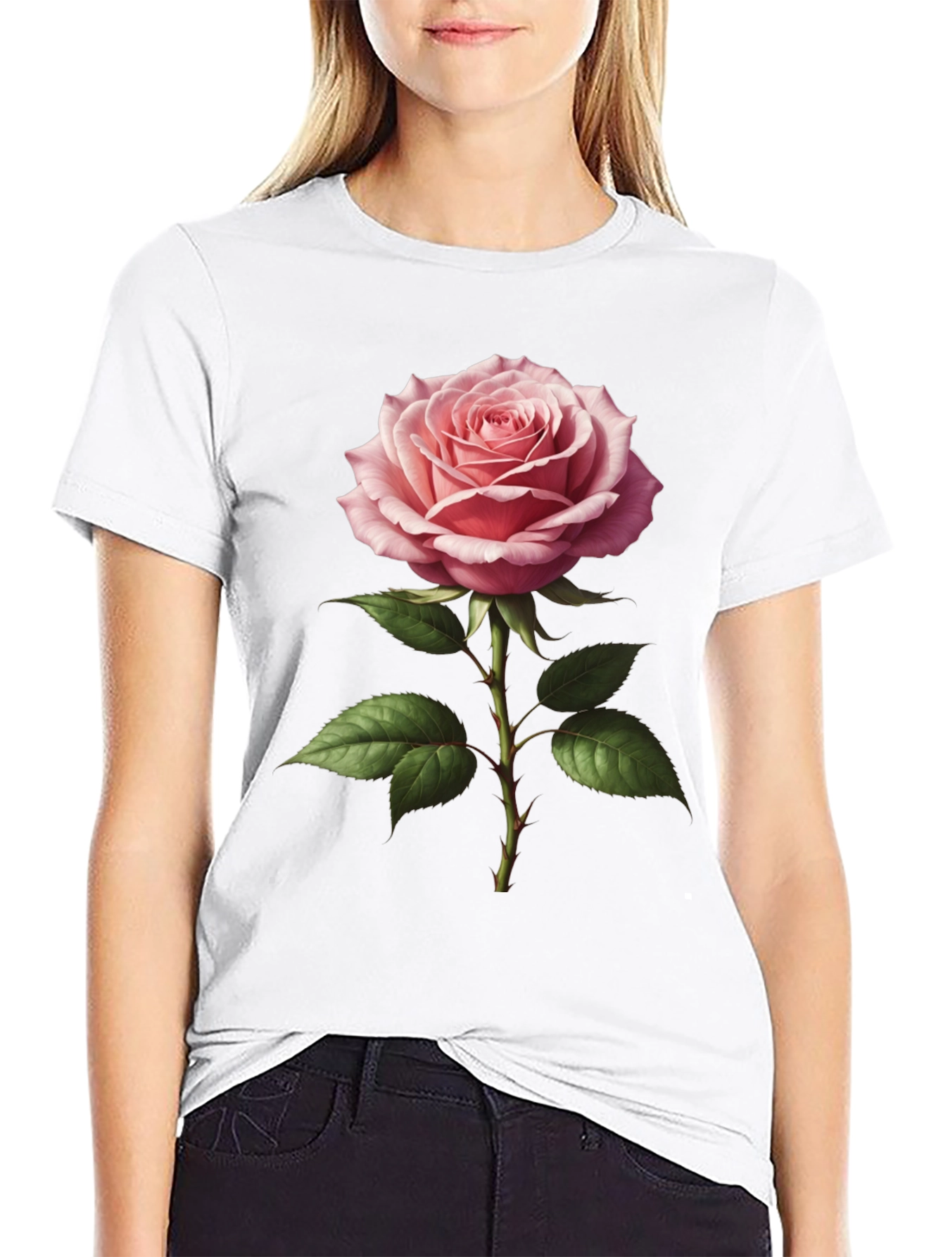 Elegant Rose Graphic T-Shirt - Floral Design
