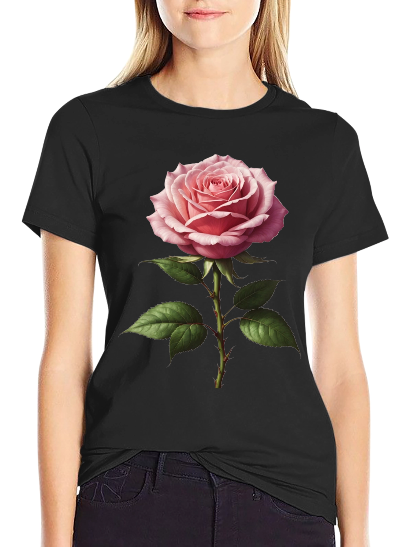 Elegant Rose Graphic T-Shirt - Floral Design