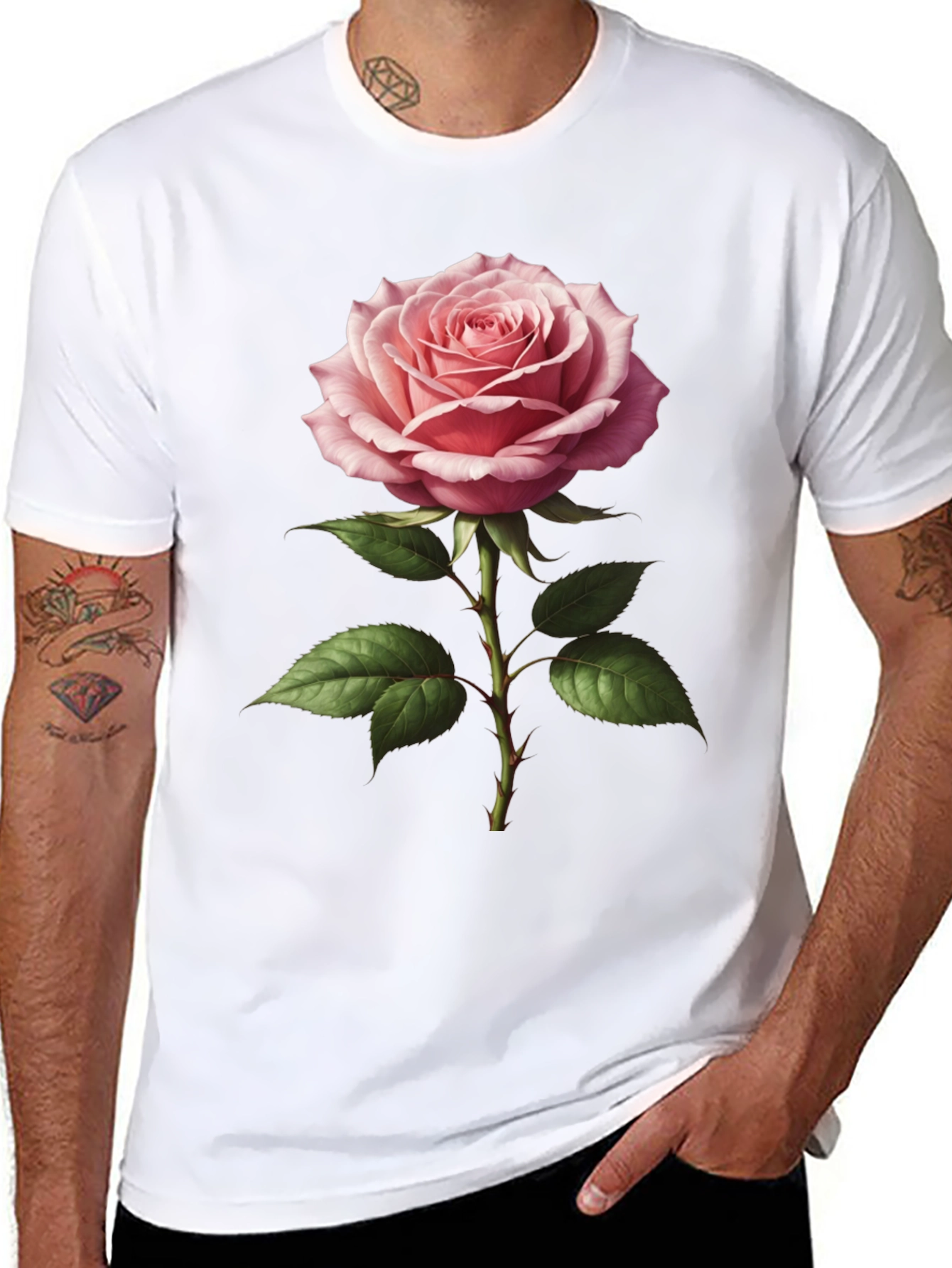 Elegant Rose Graphic T-Shirt - Floral Design