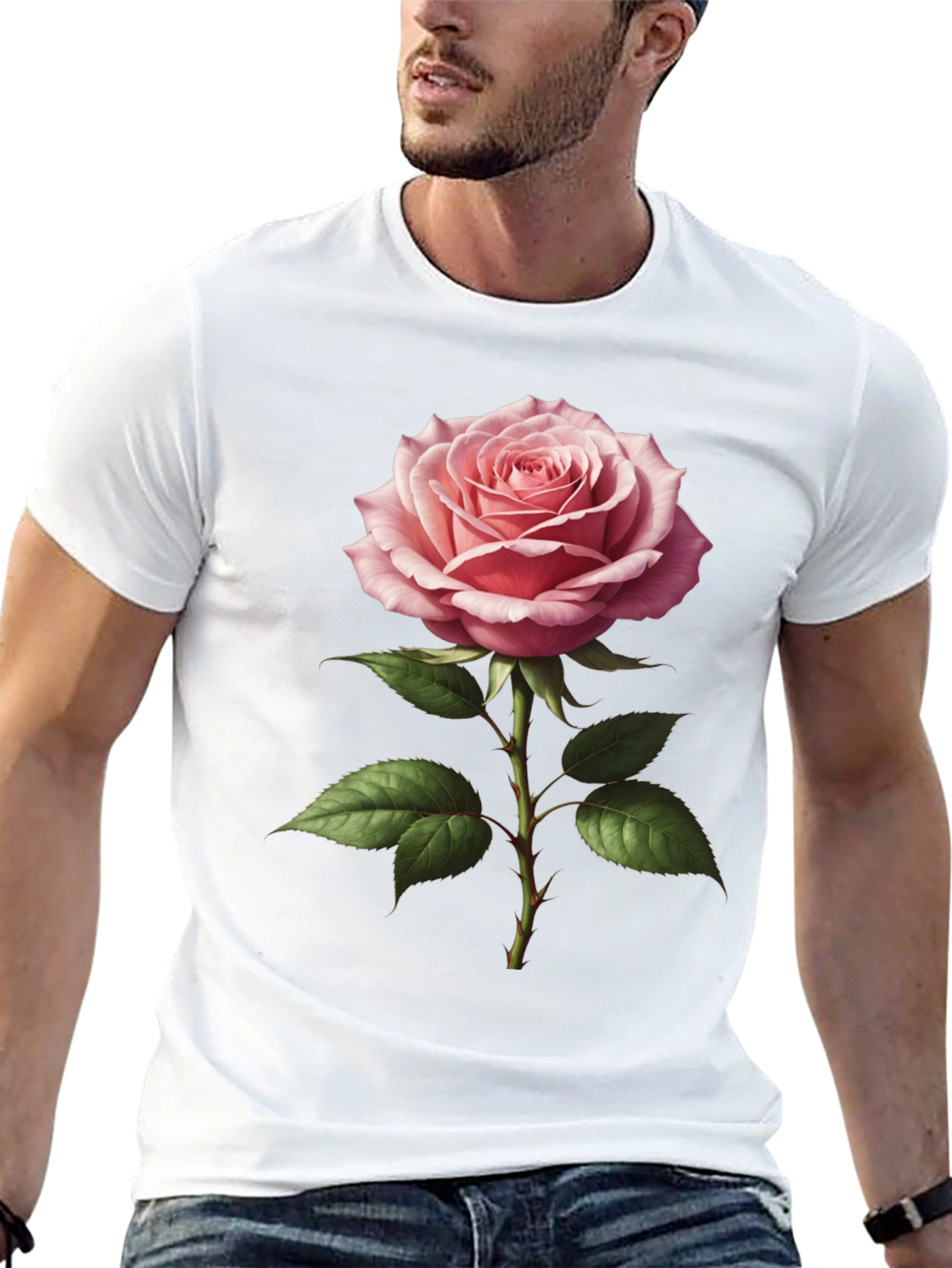 Elegant Rose Graphic T-Shirt - Floral Design