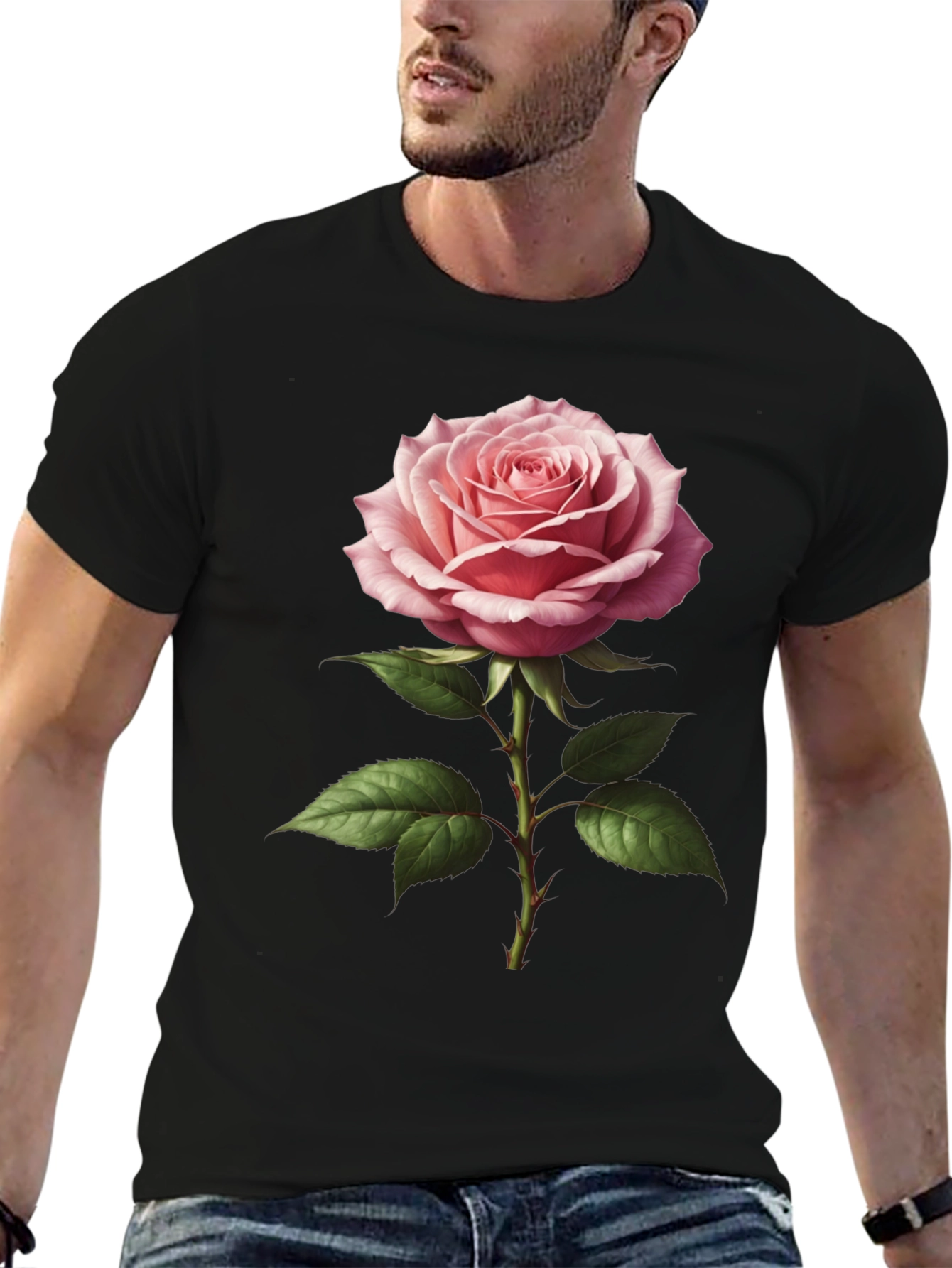 Elegant Rose Graphic T-Shirt - Floral Design