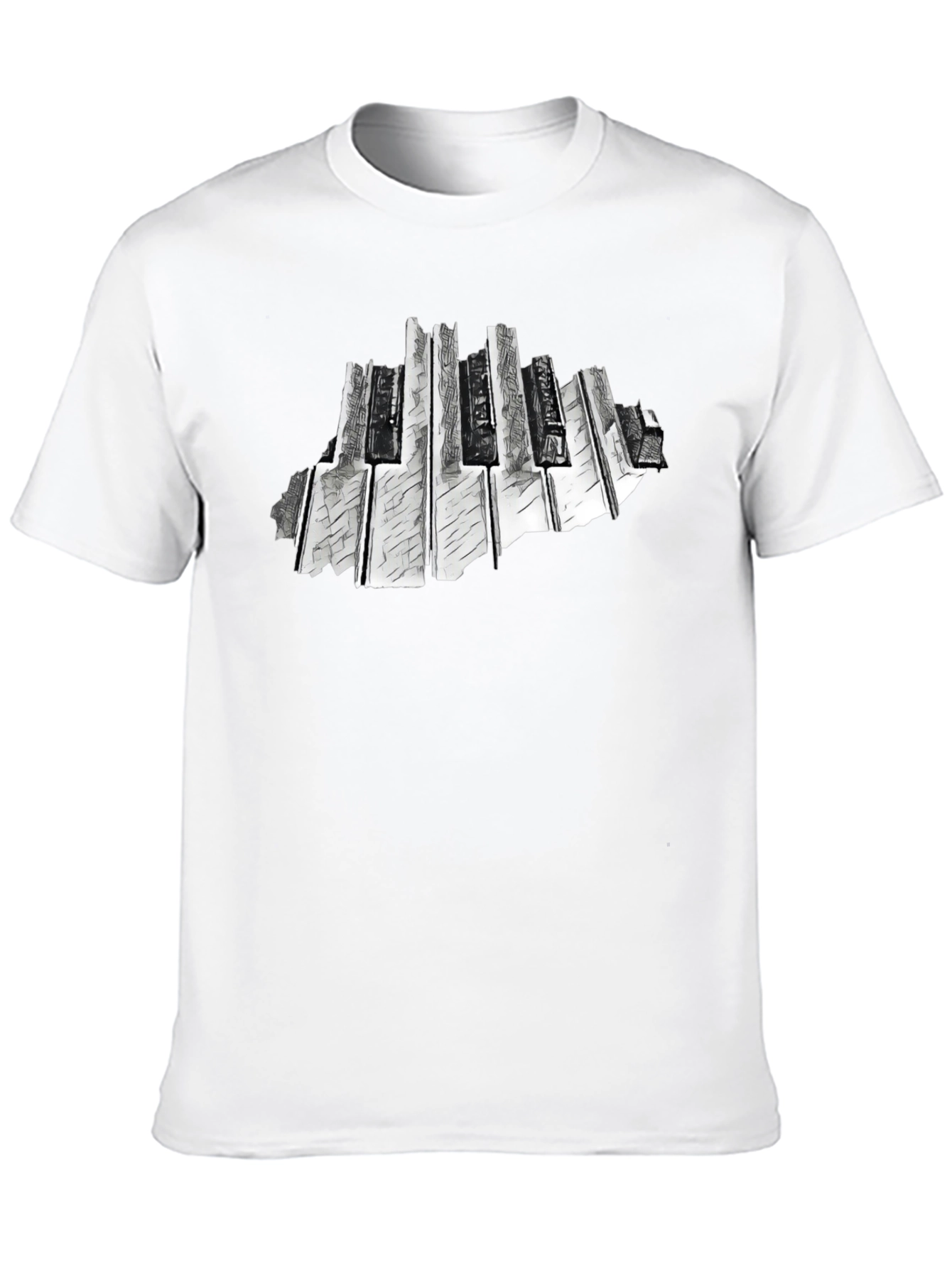 Abstract Piano Keys Graphic Black T-Shirt