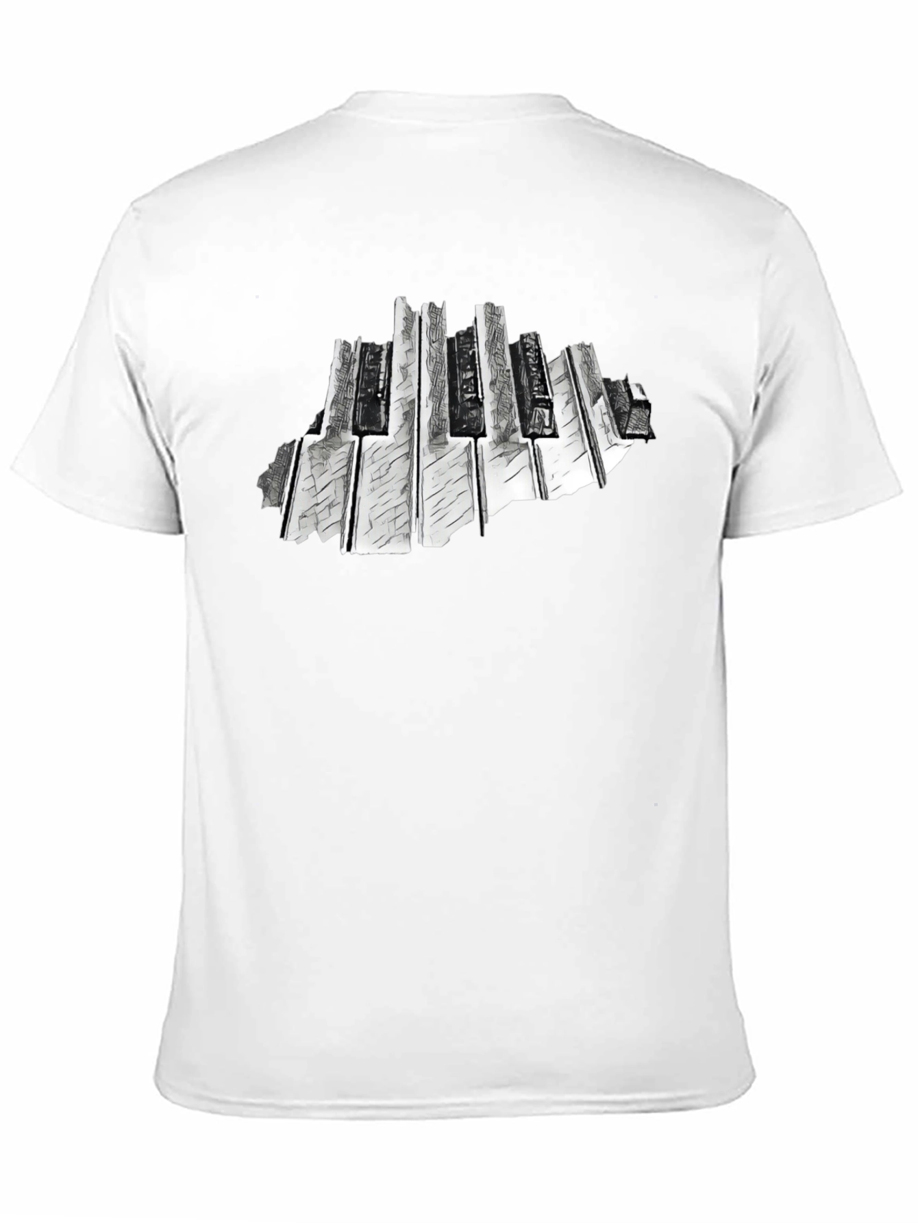 Abstract Piano Keys Graphic Black T-Shirt