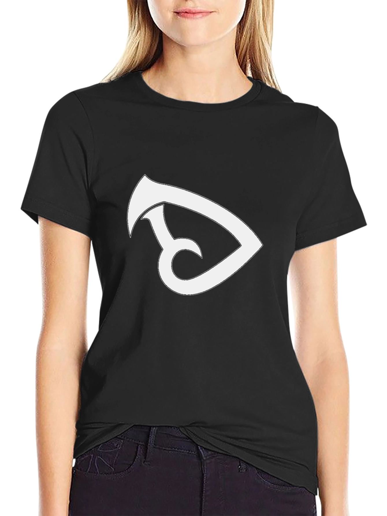 Black T-Shirt with White Abstract Design