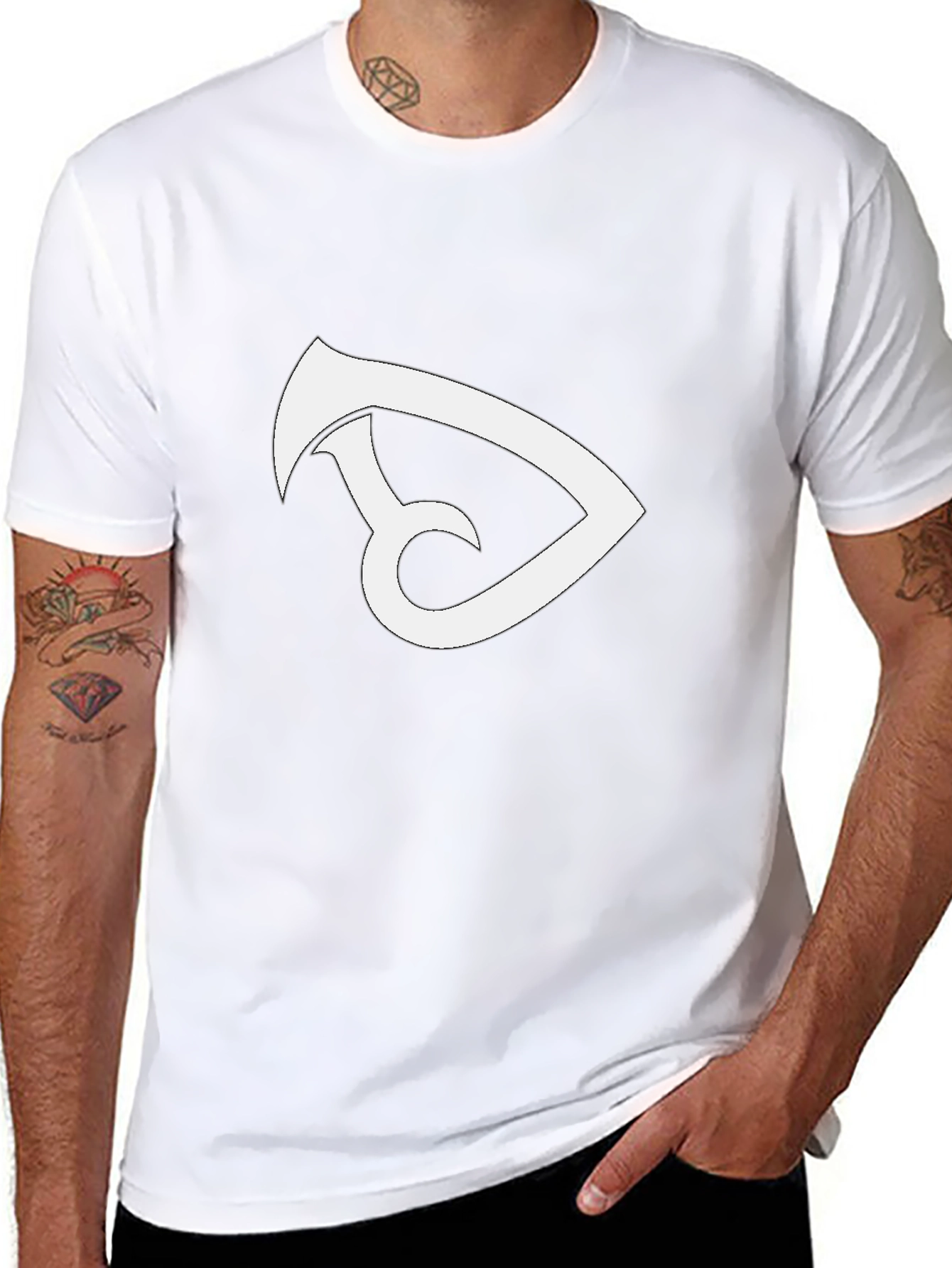 Black T-Shirt with White Abstract Design