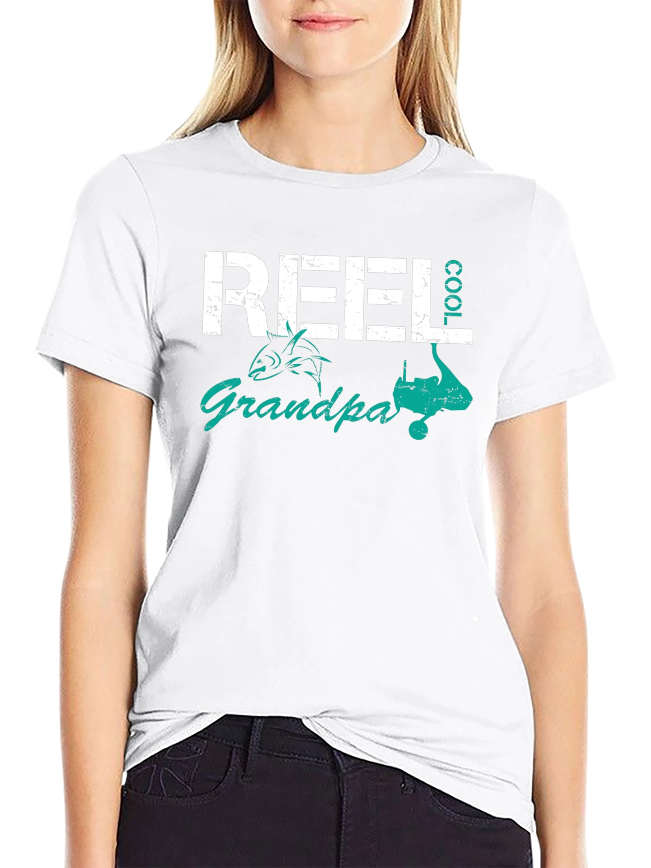 Reel Cool Grandpa Fishing T-Shirt - Black