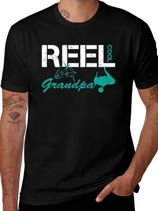 Reel Cool Grandpa Fishing T-Shirt - Black