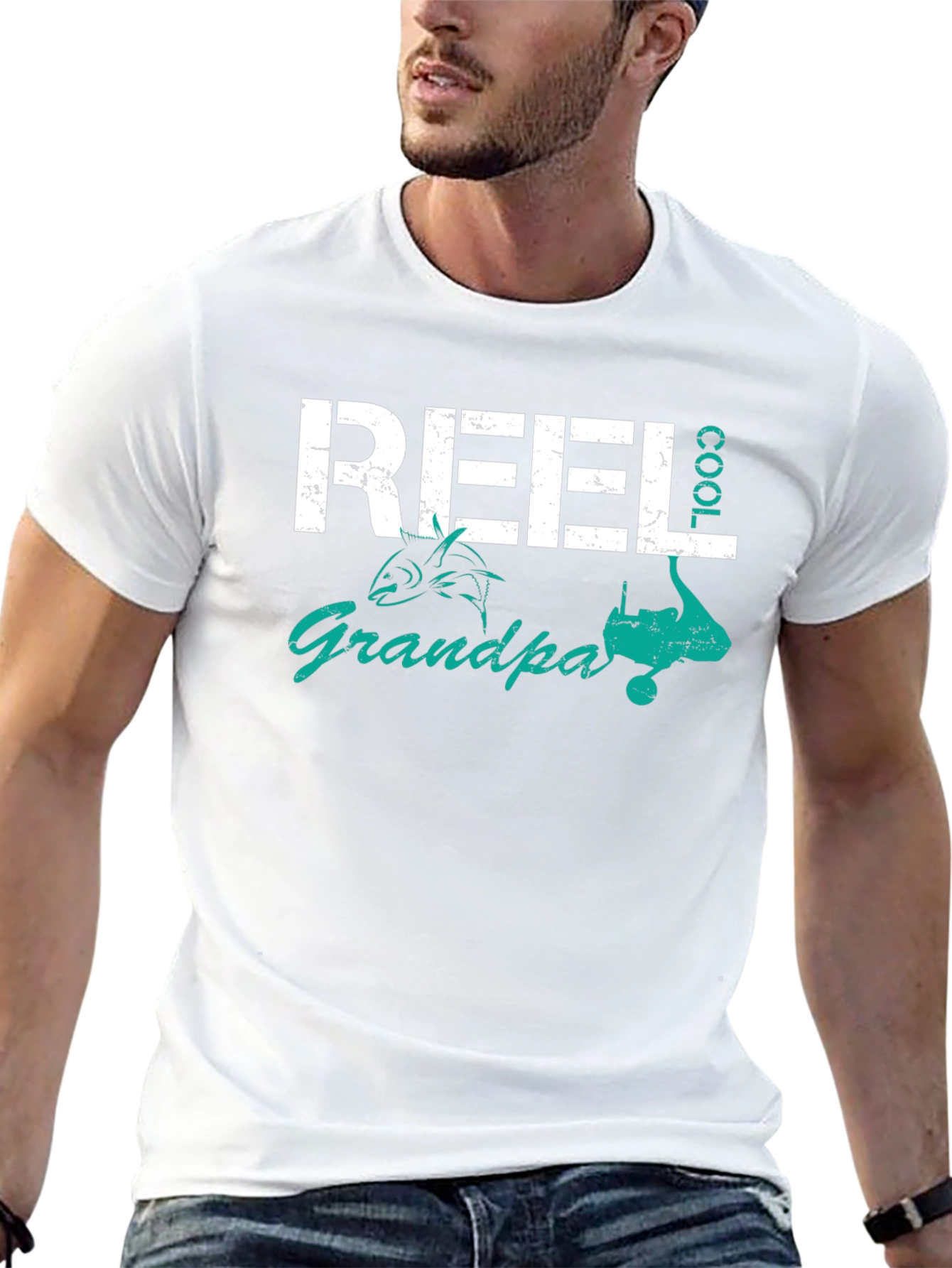 Reel Cool Grandpa Fishing T-Shirt - Black