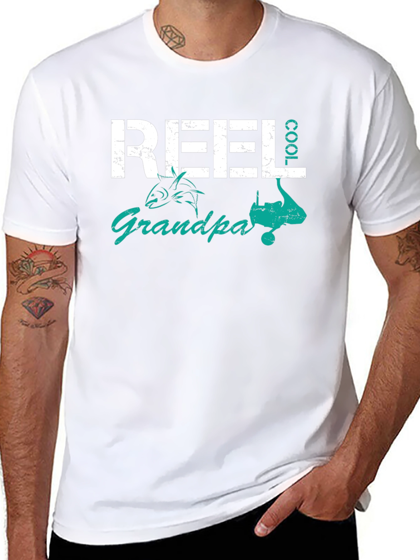Reel Cool Grandpa Fishing T-Shirt - Black