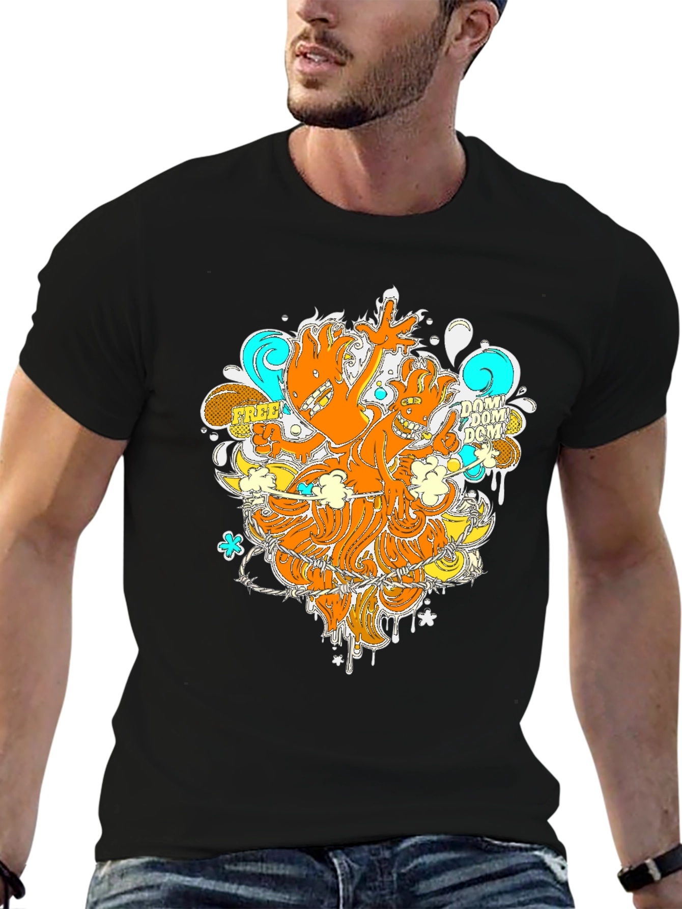 Funky Graphic Print Black T-Shirt