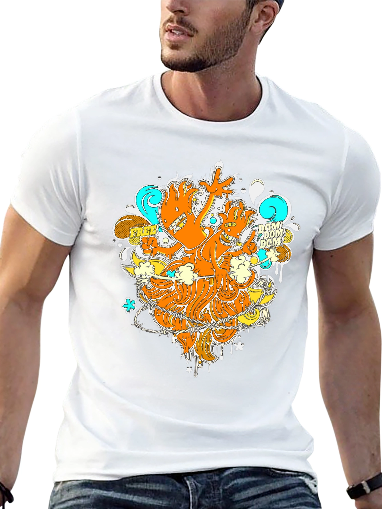 Funky Graphic Print Black T-Shirt