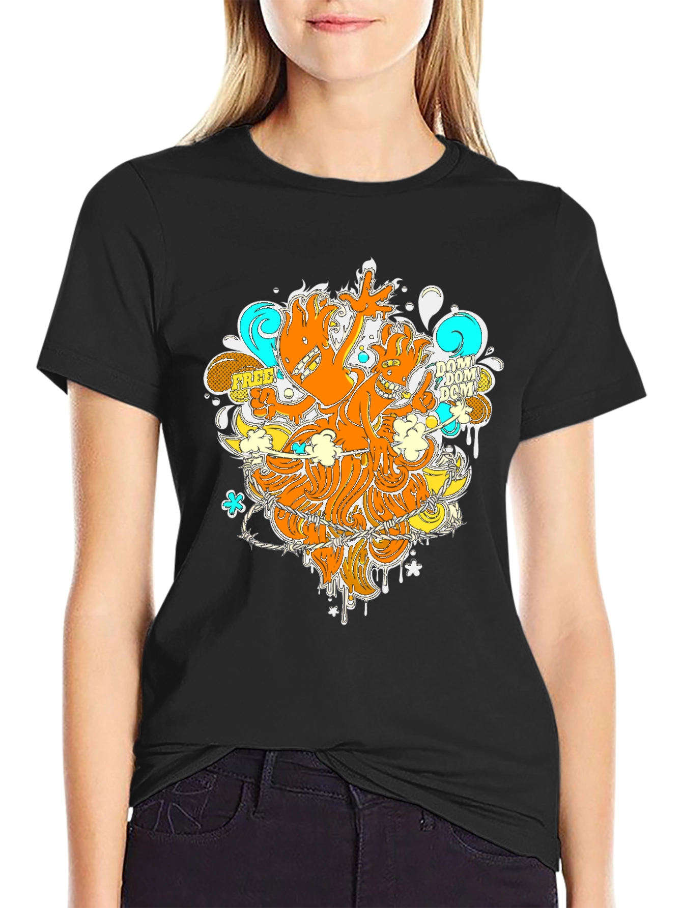 Funky Graphic Print Black T-Shirt