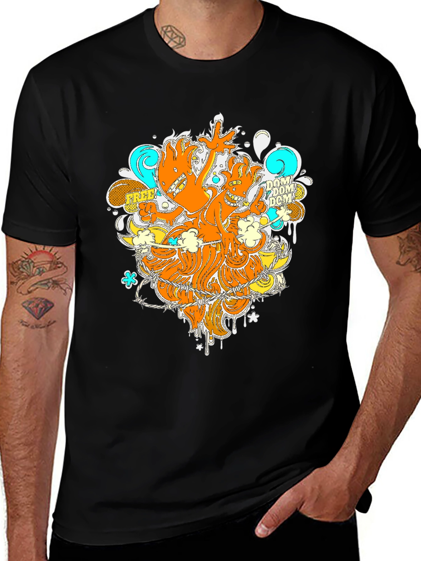Funky Graphic Print Black T-Shirt