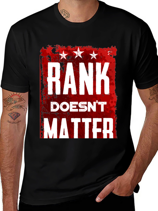 Rank Doesnt Matter Graphic Tee - Black Casual Shirt