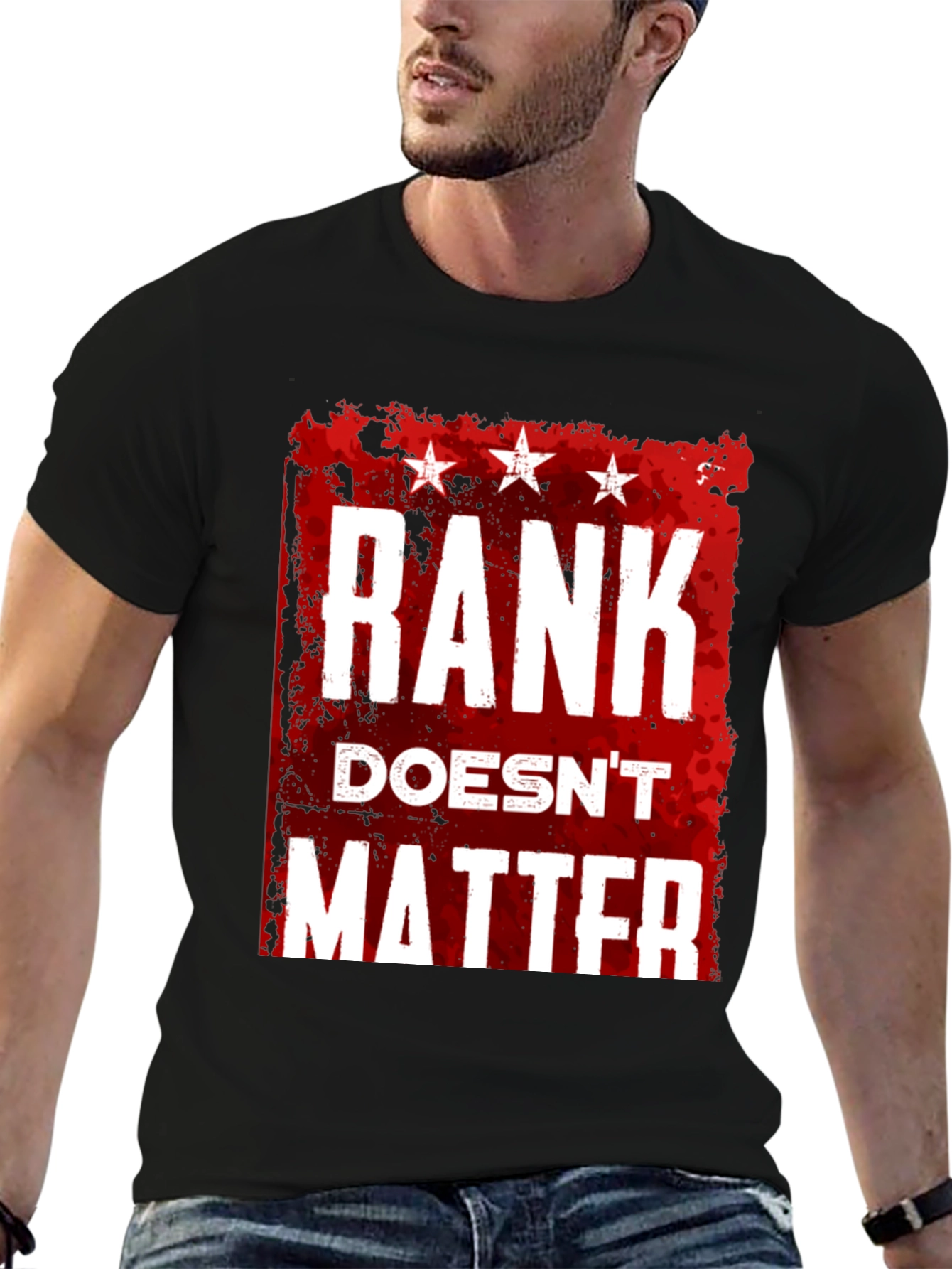 Rank Doesnt Matter Graphic Tee - Black Casual Shirt