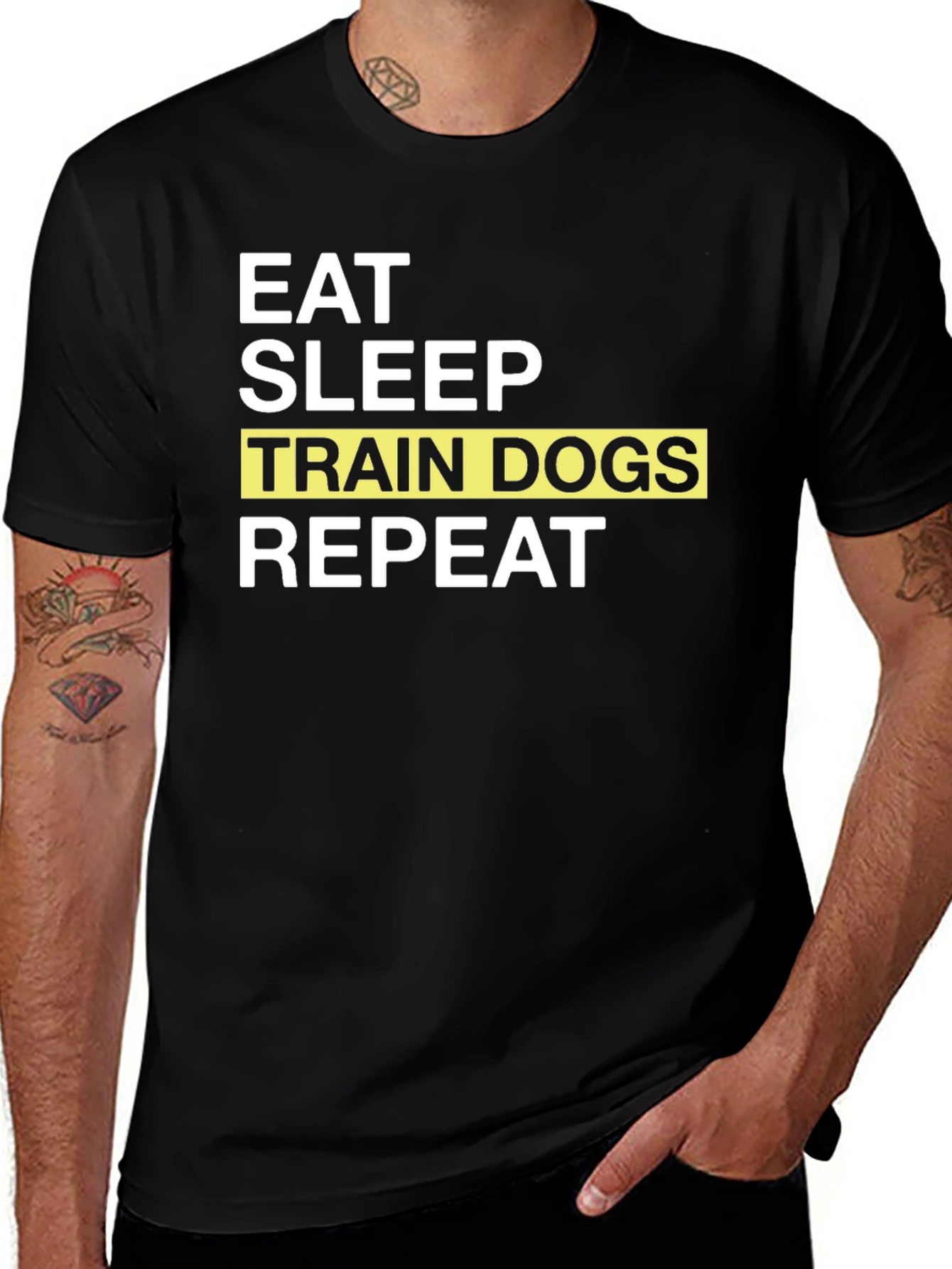 Eat Sleep Train Dogs Repeat - Black T-Shirt