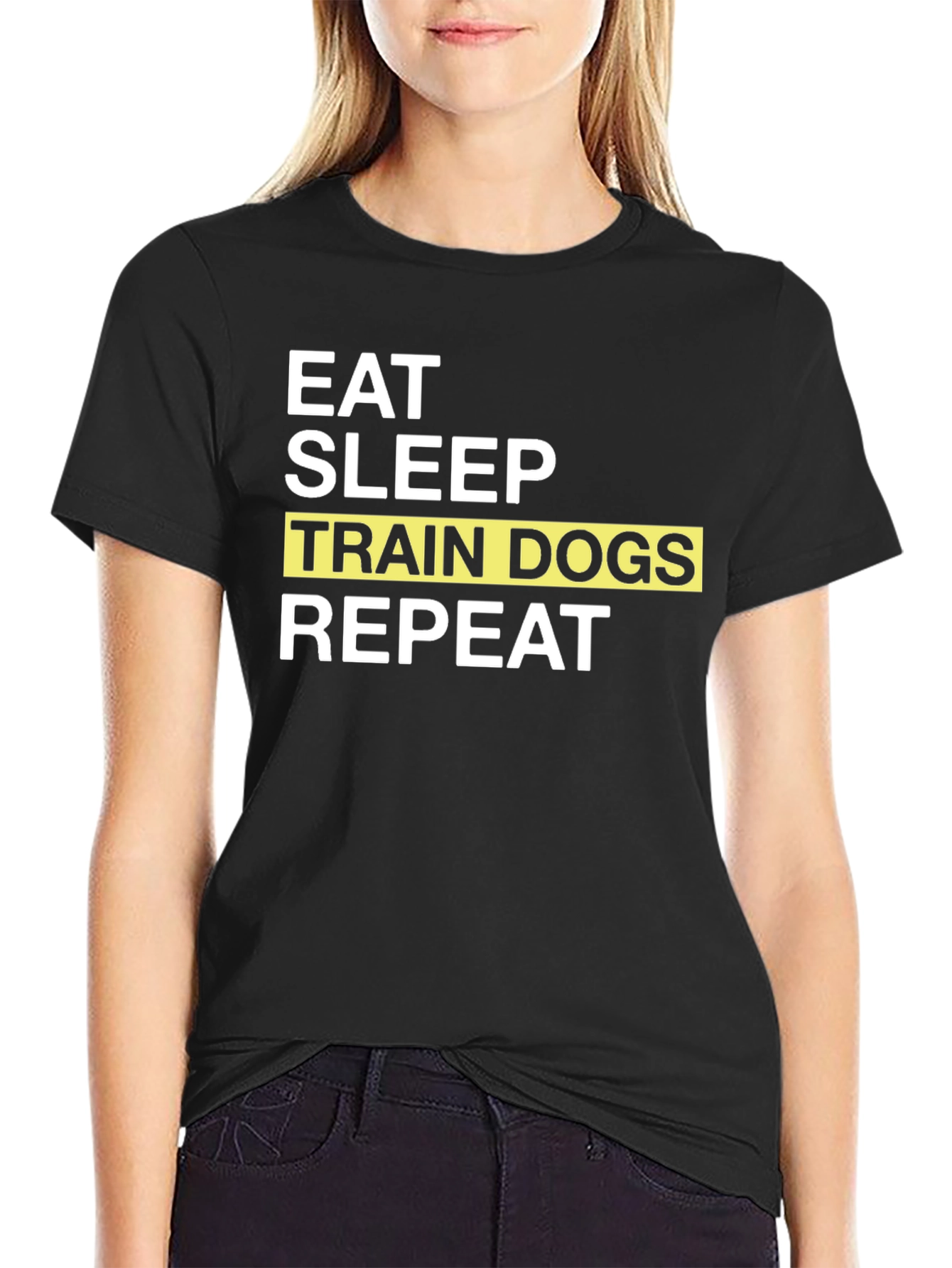 Eat Sleep Train Dogs Repeat - Black T-Shirt