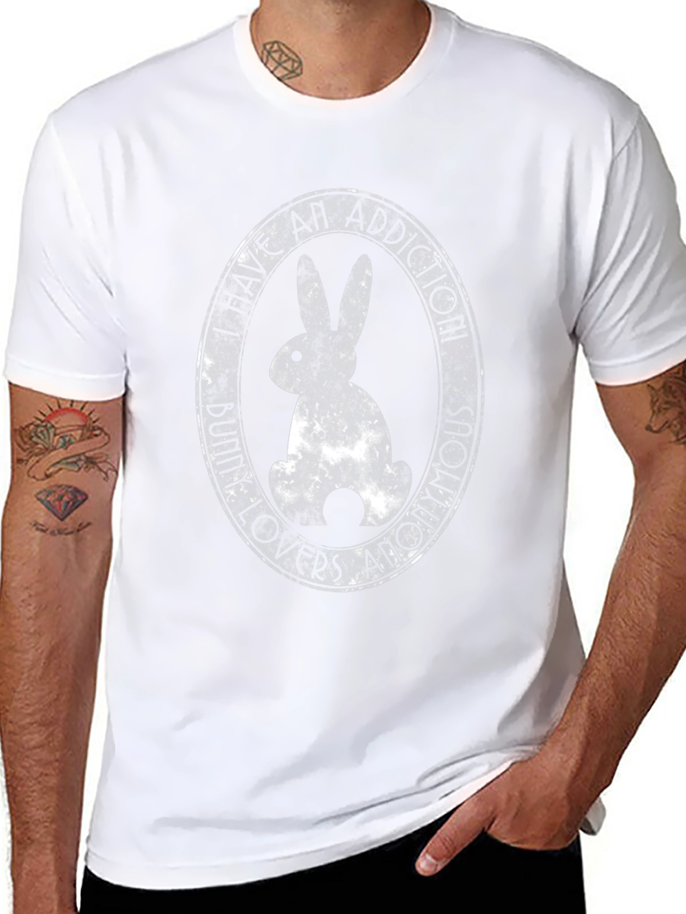 Bunny Circle Graphic Tee - Soft Cotton Black T-Shirt