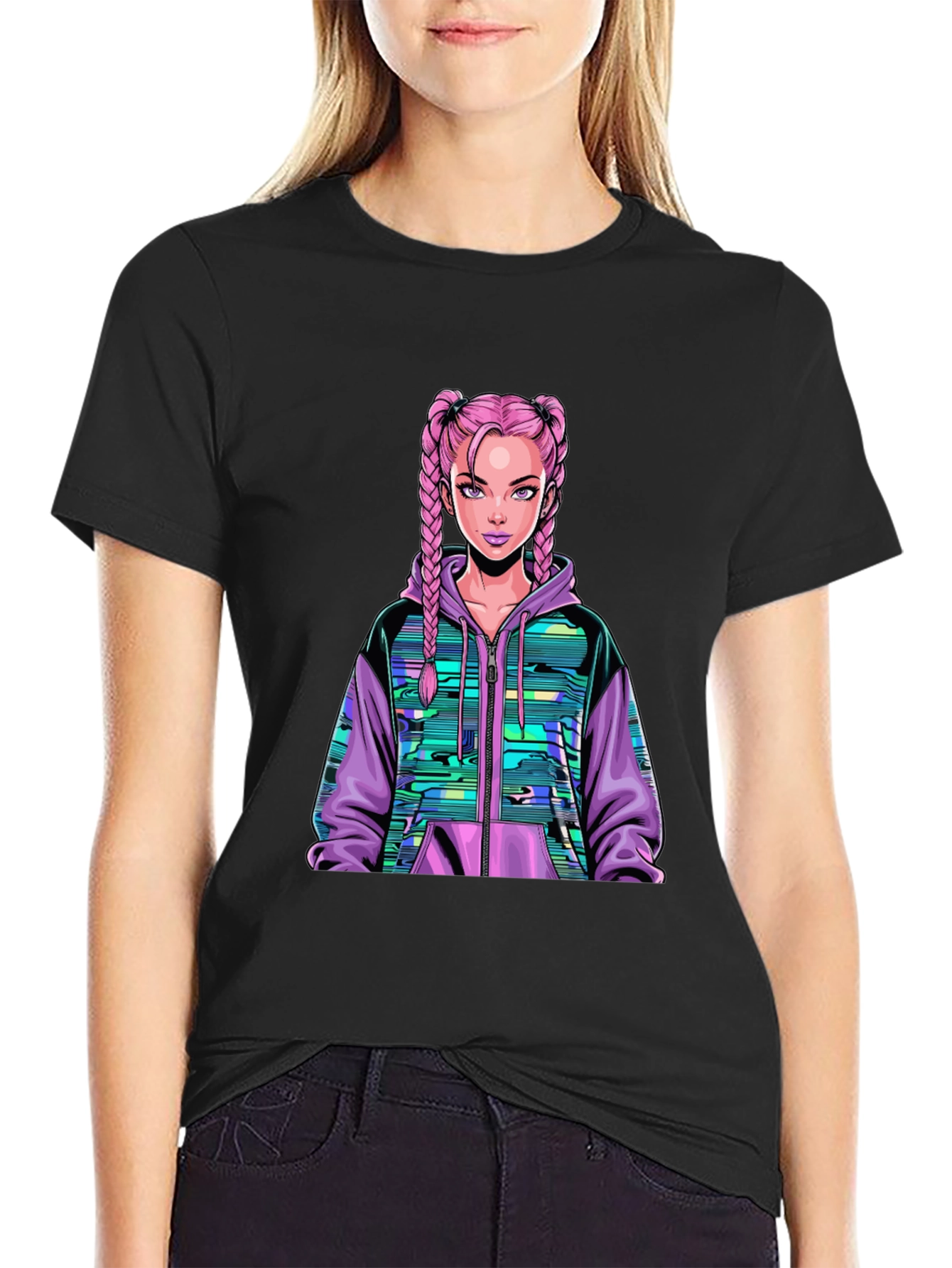 Graphic Tee: Pink Haired Anime Girl