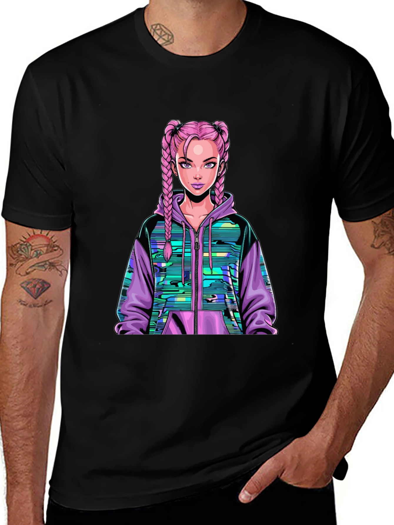 Graphic Tee: Pink Haired Anime Girl
