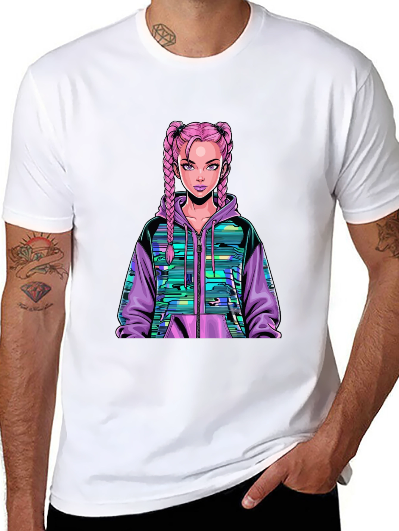 Graphic Tee: Pink Haired Anime Girl