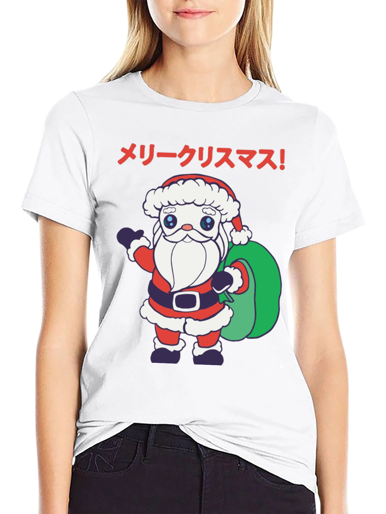 Japanese Santa T-Shirt - Merry Christmas Graphic Tee
