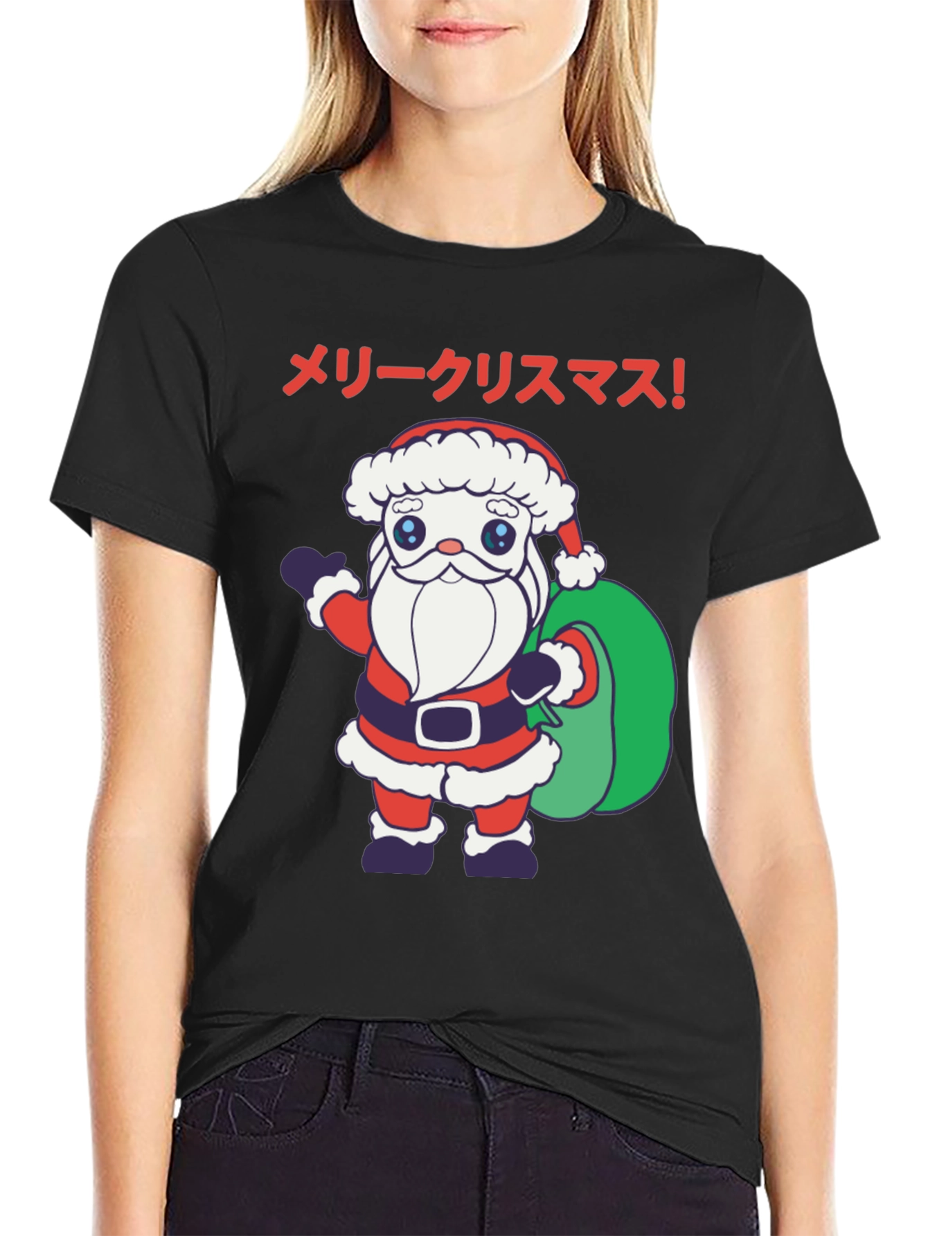 Japanese Santa T-Shirt - Merry Christmas Graphic Tee