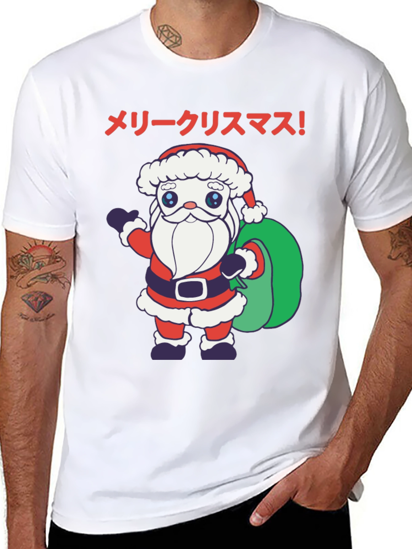 Japanese Santa T-Shirt - Merry Christmas Graphic Tee