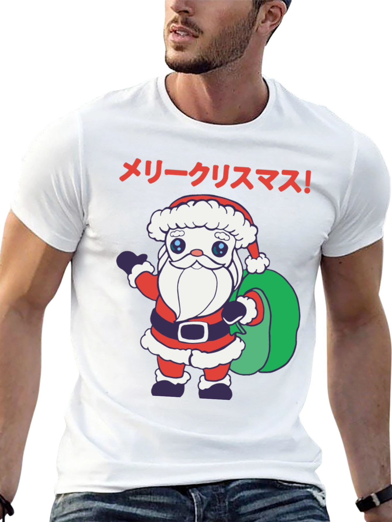 Japanese Santa T-Shirt - Merry Christmas Graphic Tee