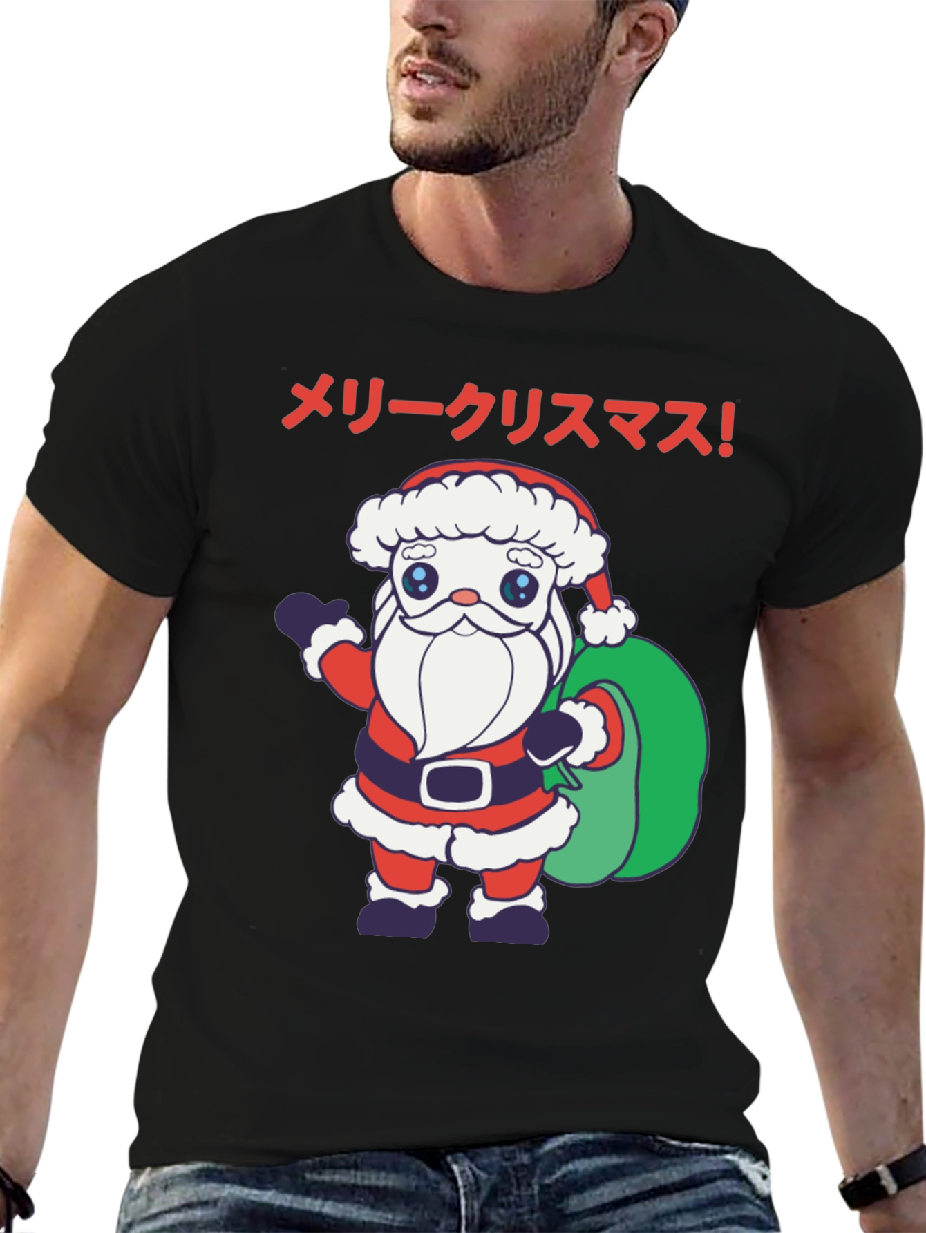Japanese Santa T-Shirt - Merry Christmas Graphic Tee