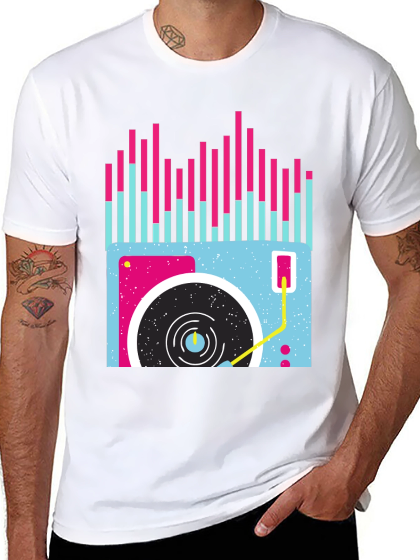 Retro Turntable Graphic Tee - Black