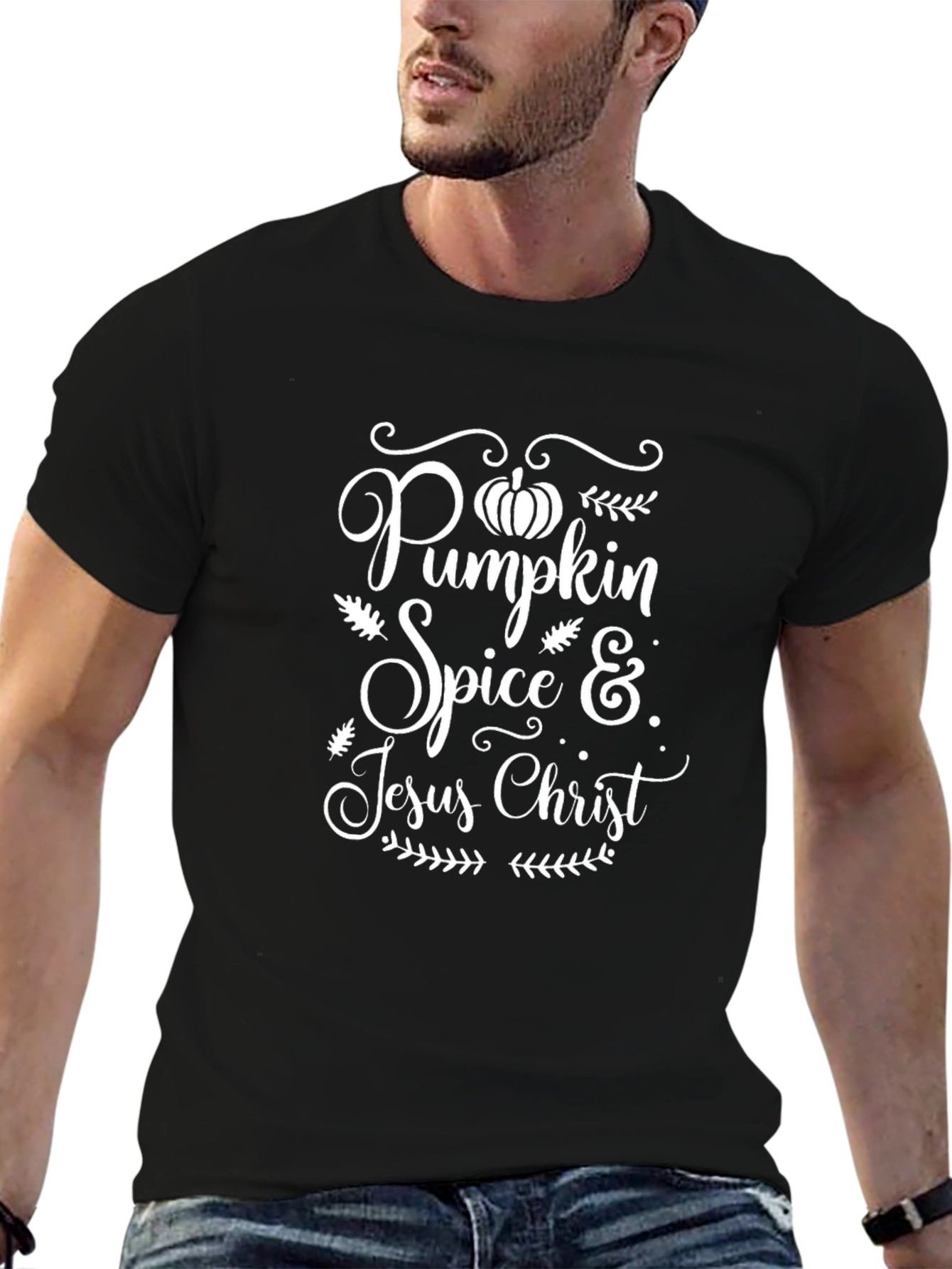 Pumpkin Spice & Jesus Christ Black T-Shirt