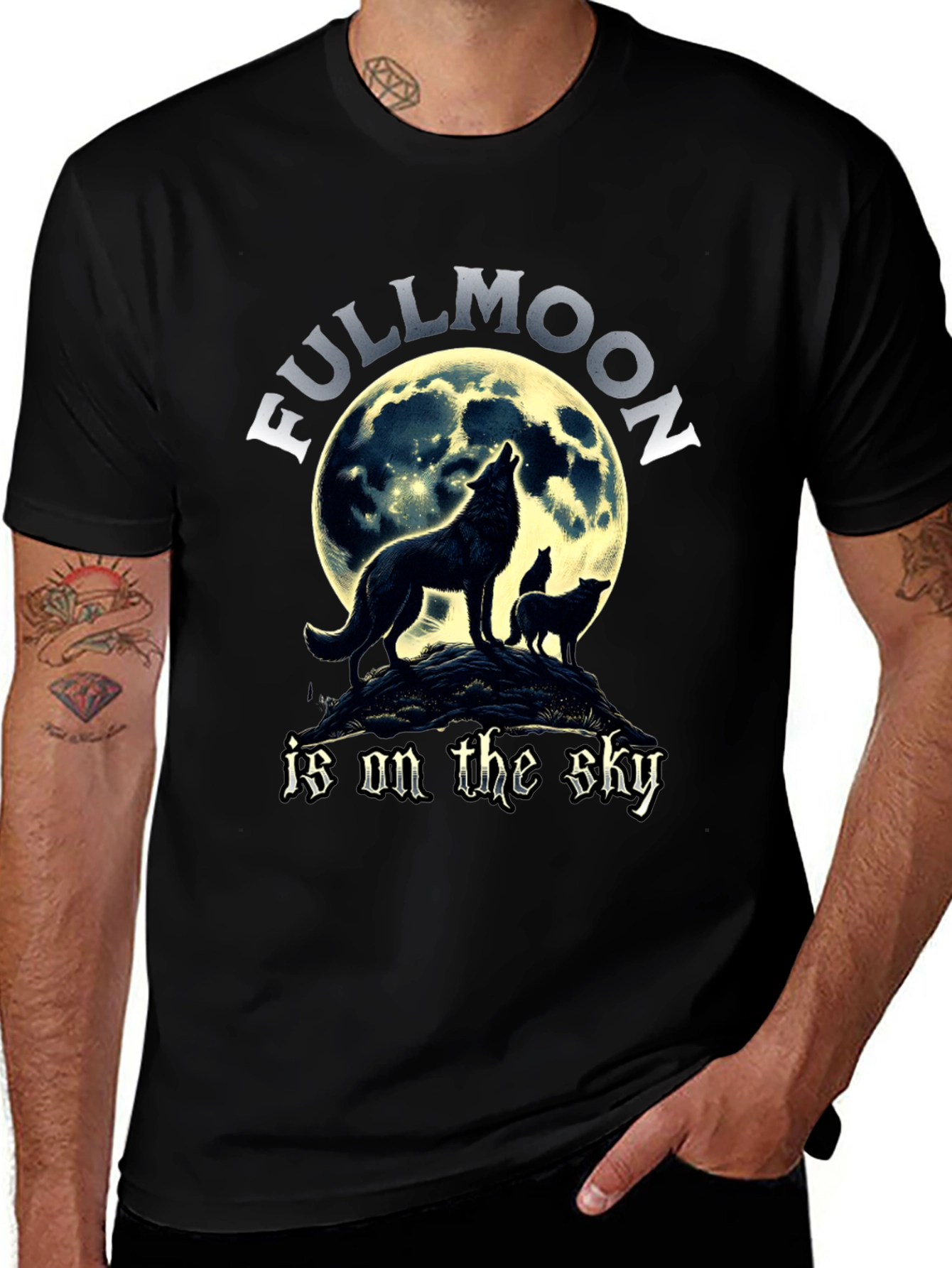Full Moon Wolves Graphic T-Shirt