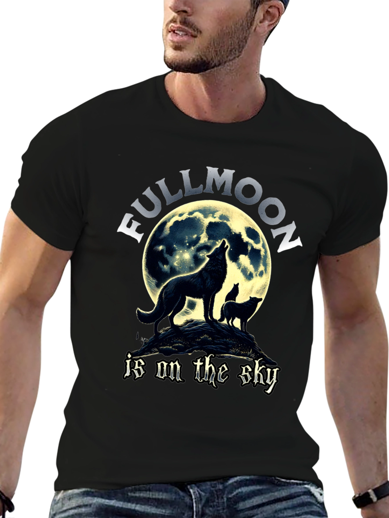 Full Moon Wolves Graphic T-Shirt