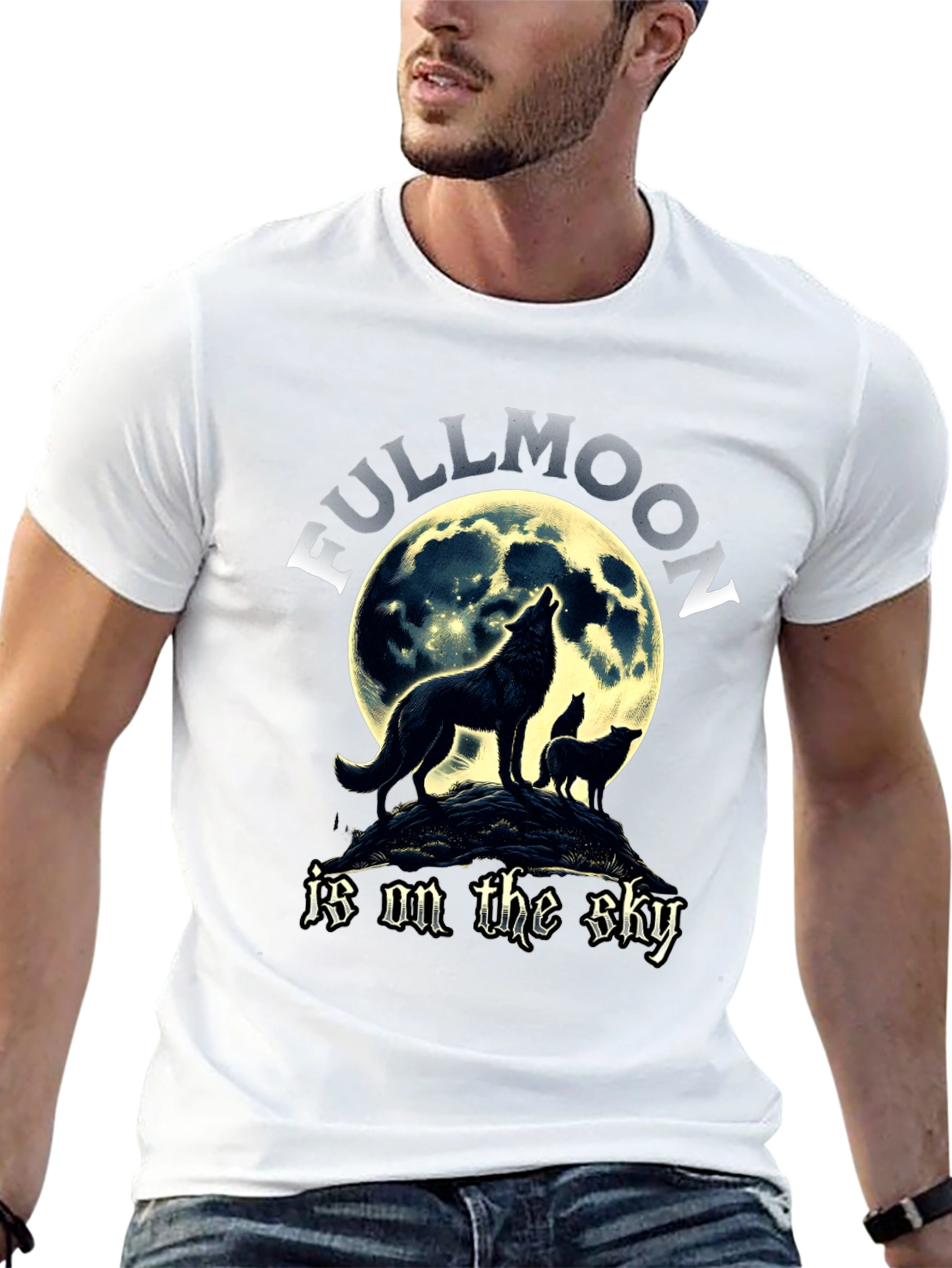 Full Moon Wolves Graphic T-Shirt