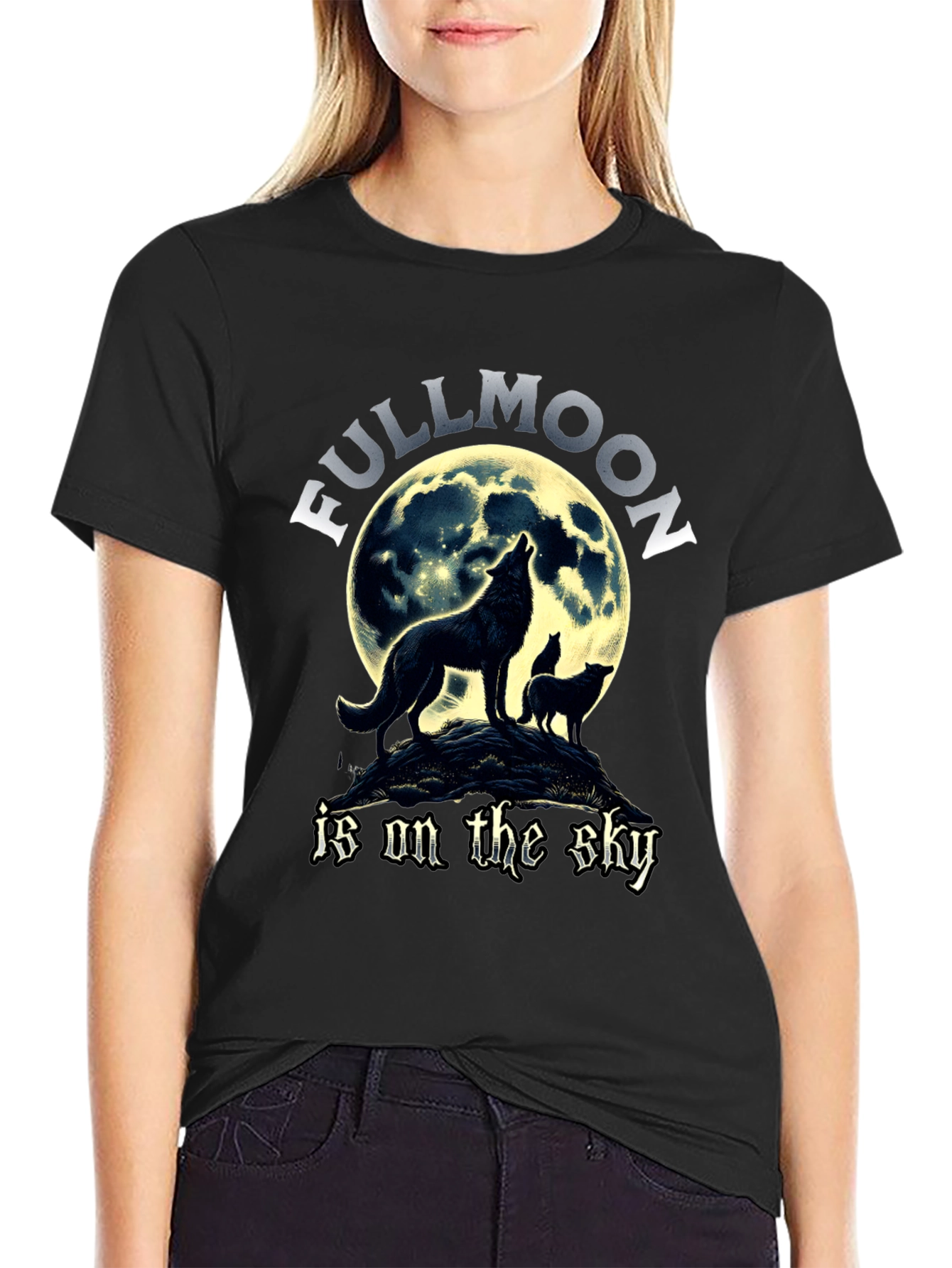 Full Moon Wolves Graphic T-Shirt