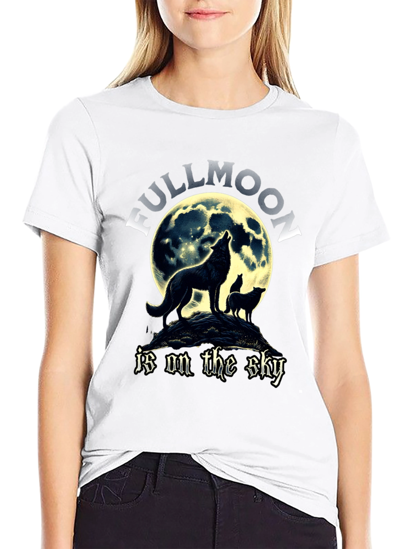 Full Moon Wolves Graphic T-Shirt
