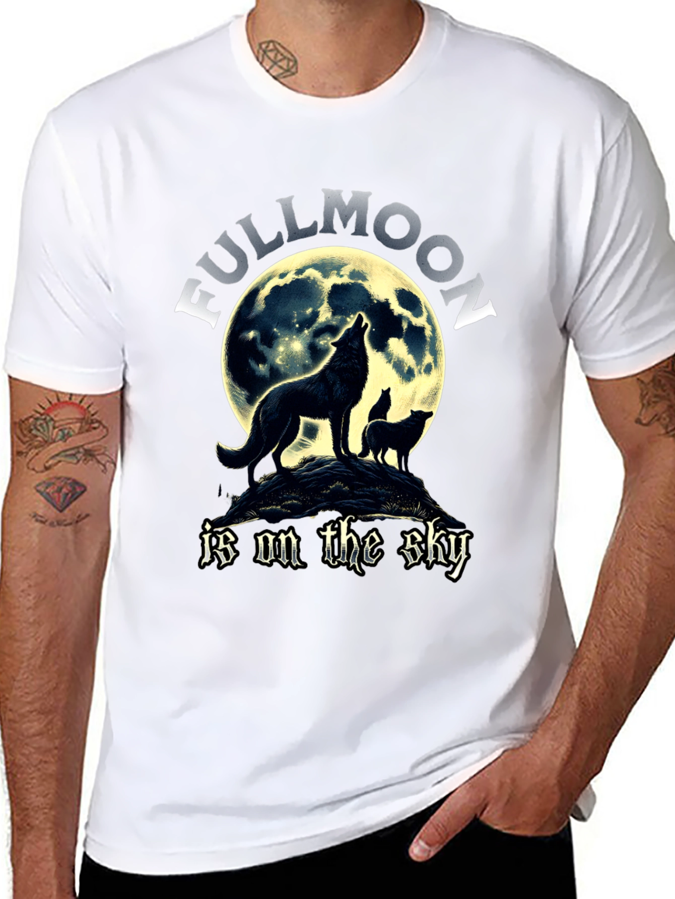 Full Moon Wolves Graphic T-Shirt