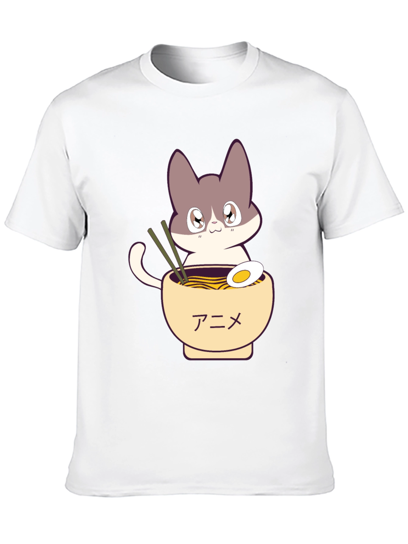 Anime Cat Ramen T-Shirt - Unique Graphic Tee