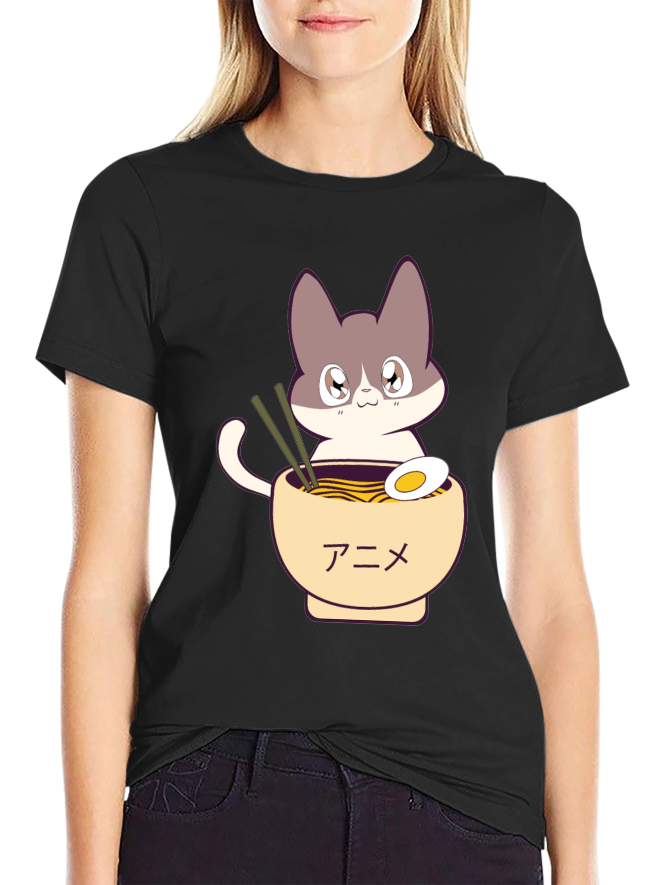 Anime Cat Ramen T-Shirt - Unique Graphic Tee