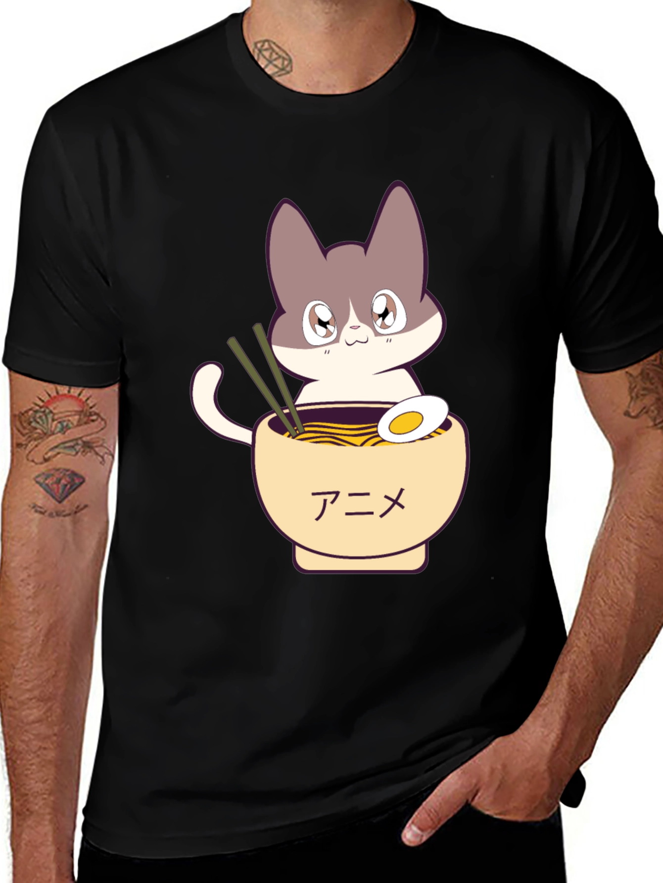 Anime Cat Ramen T-Shirt - Unique Graphic Tee