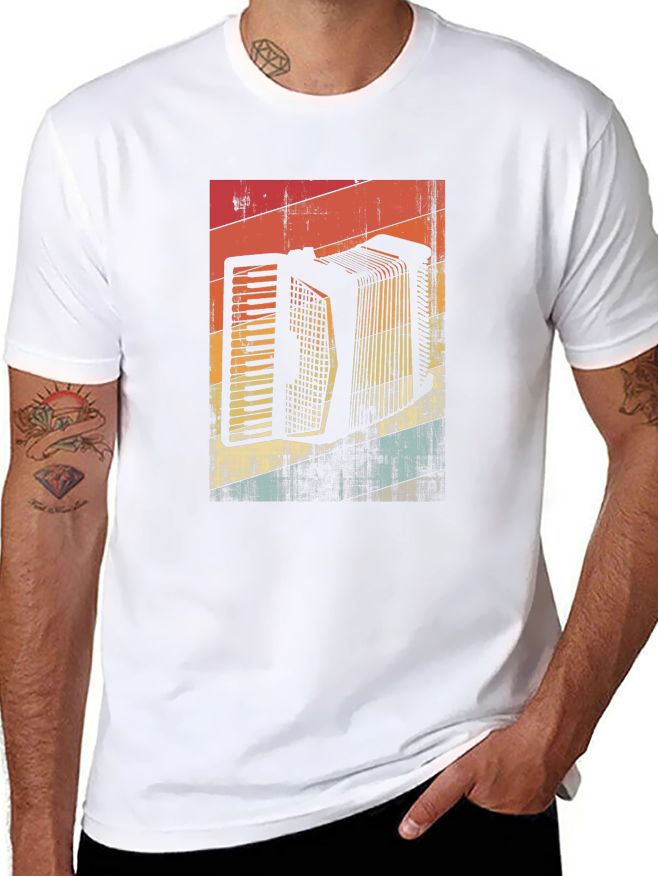 Retro Accordion Graphic Tee - Black