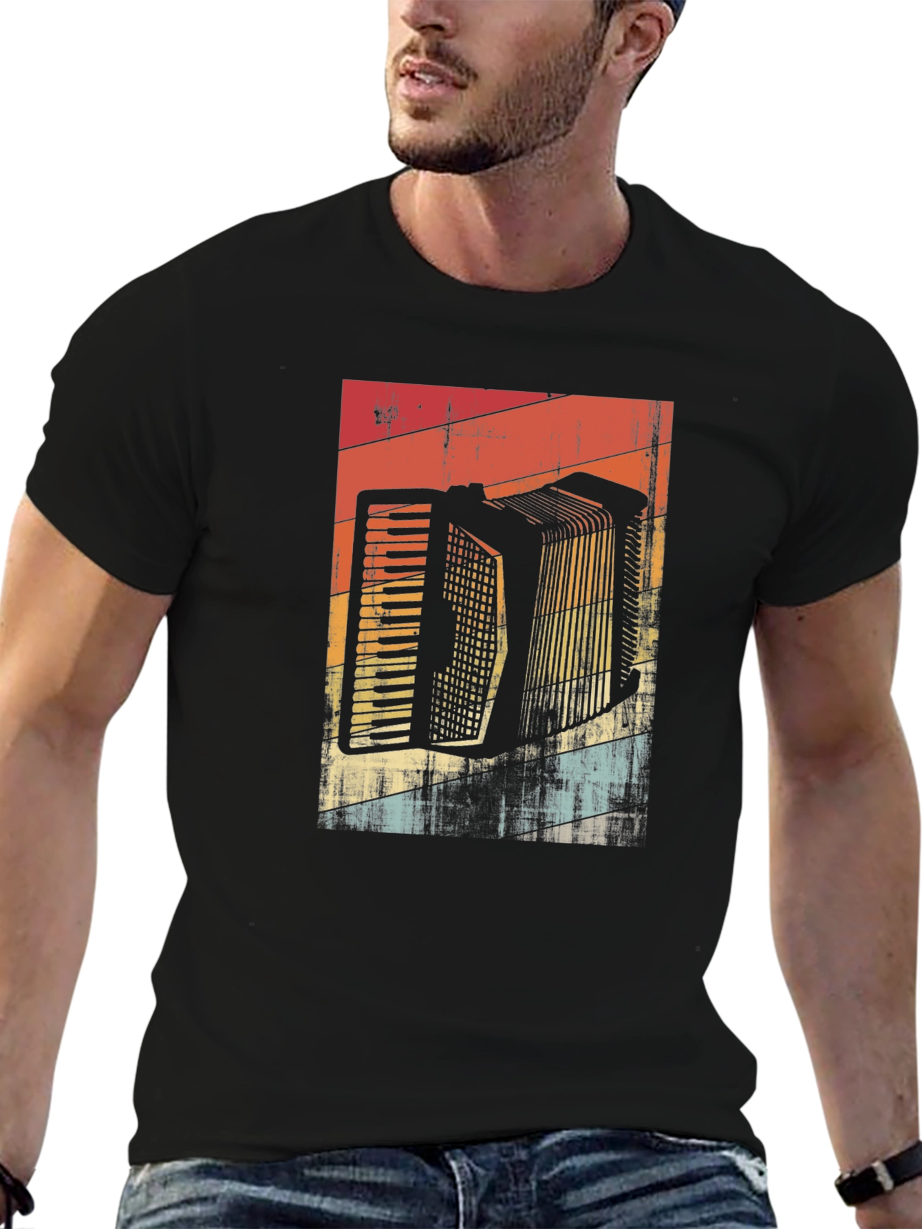 Retro Accordion Graphic Tee - Black