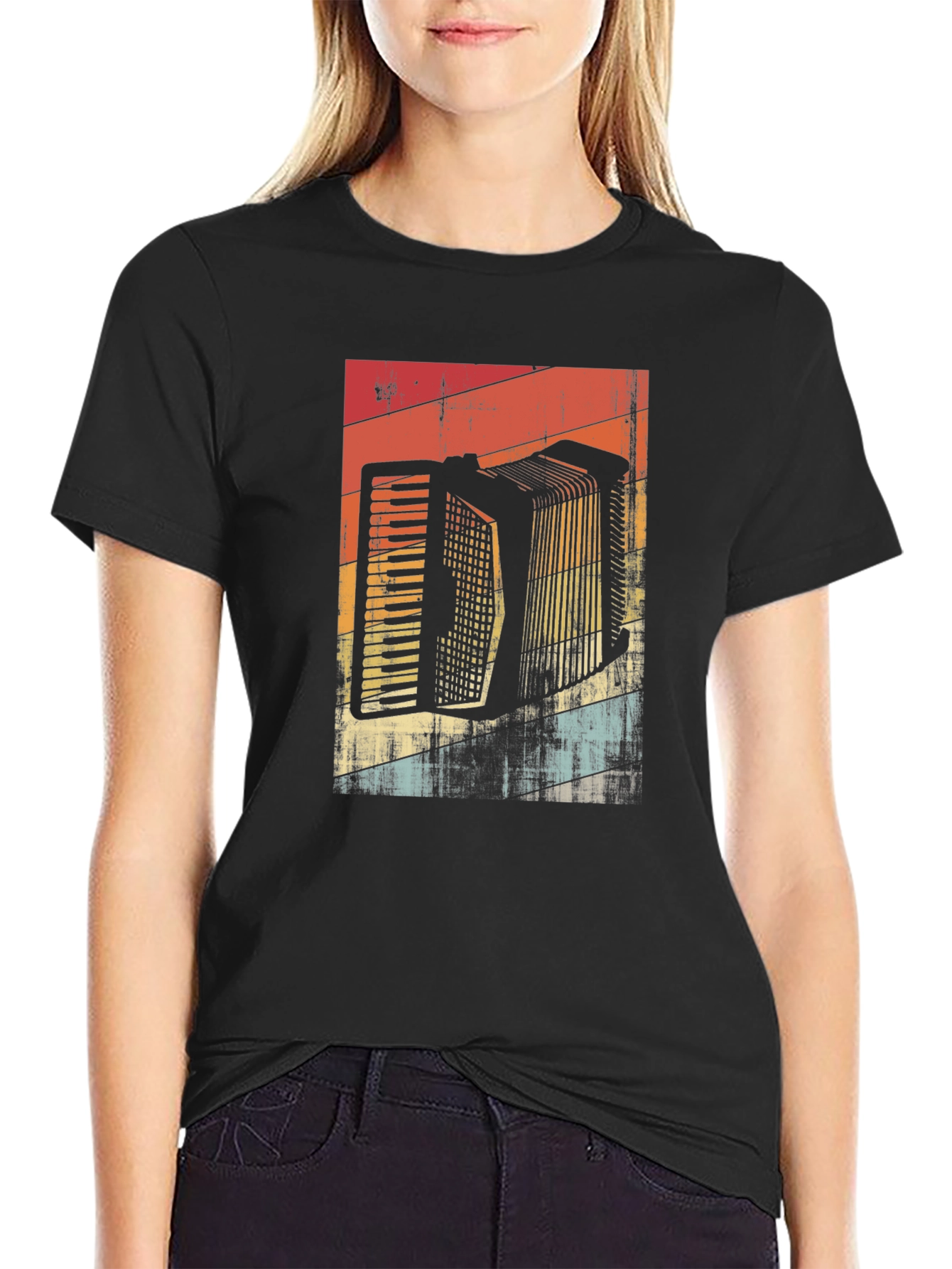 Retro Accordion Graphic Tee - Black