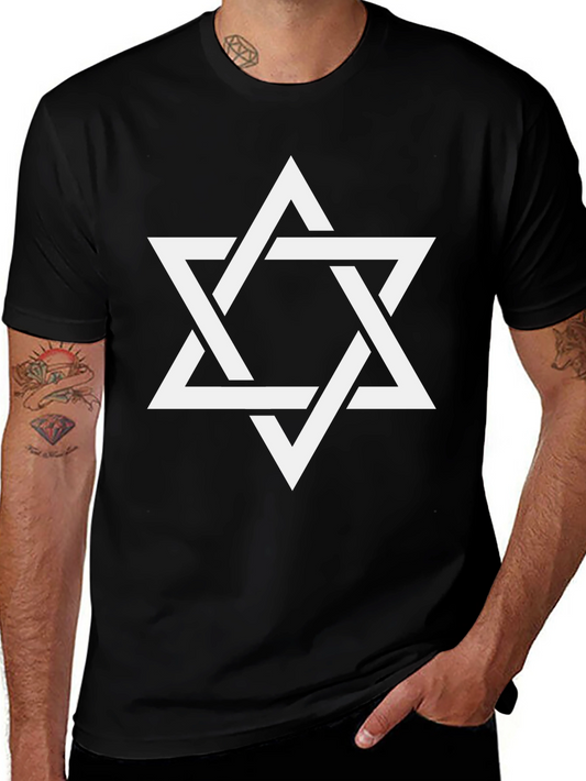 Star of David Graphic Tee - Black Cotton T-Shirt