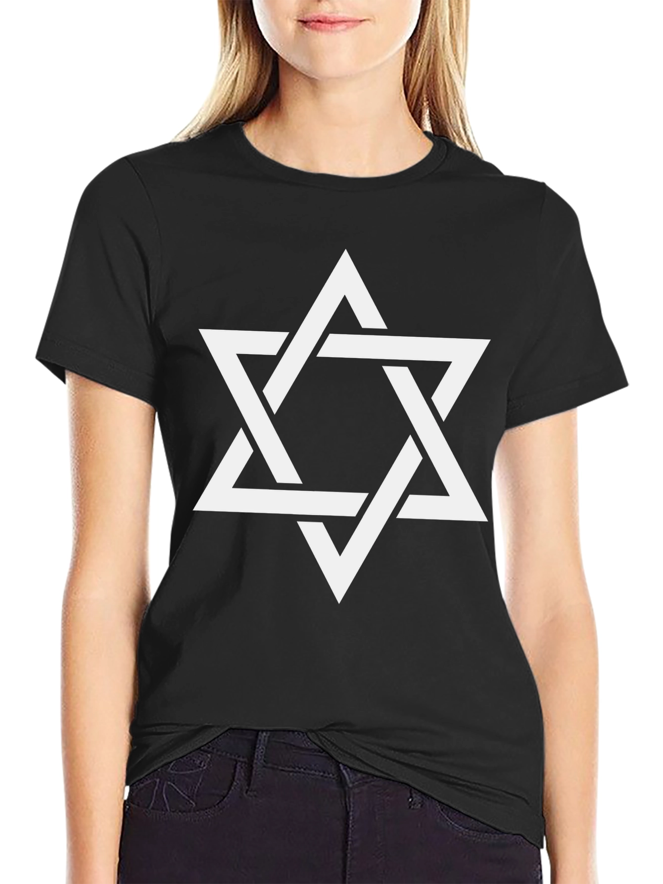 Star of David Graphic Tee - Black Cotton T-Shirt