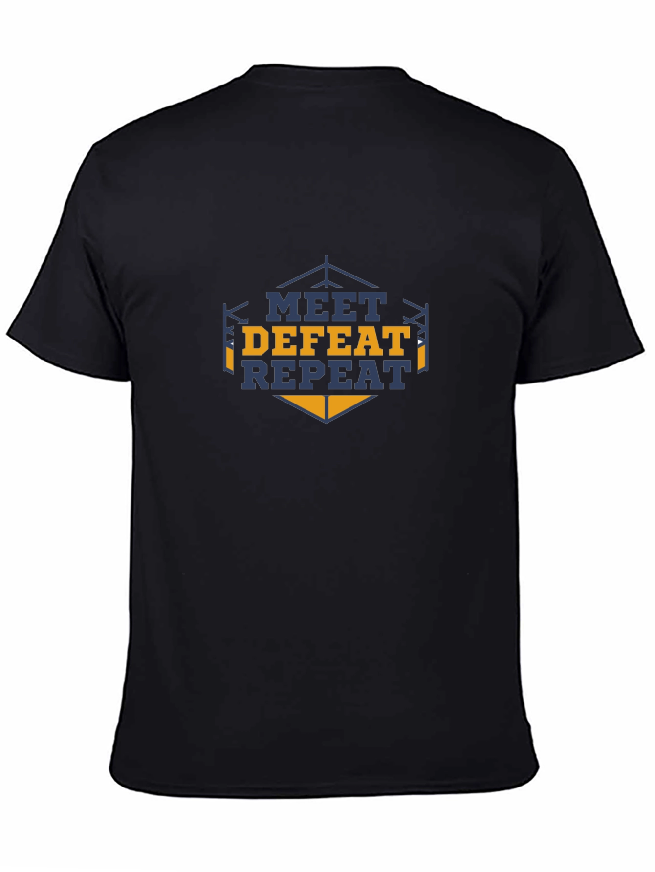 Meet Defeat Repeat Graphic Tee - Black Cotton