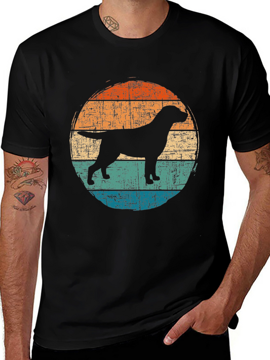 Vintage Dog Silhouette Graphic Tee - Black